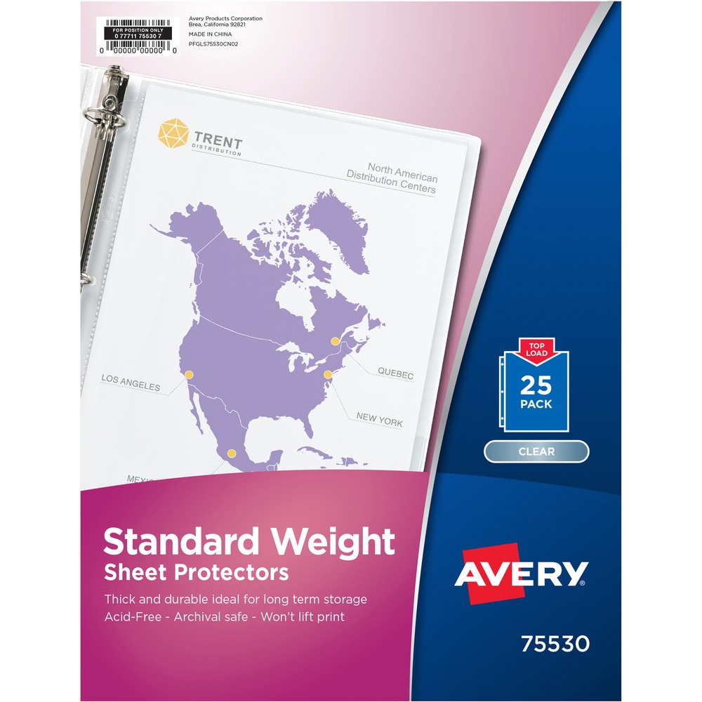 AVE75530 - Nonstick sheet protector is made of a Diamond Clear material that makes documents easier to read. Nonstick polypropylene is archival-safe, acid-free and won't lift print. Top-loading so no need to punch inserts. Sheet protector offers a clear binding edge for a professional appearance. It holds 8-1/2" x 11" insert sheets.