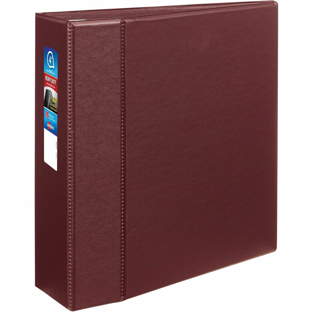 AVE79364 - This Heavy-Duty Binder is perfect for extended use. DuraHinge design is stronger, lasts longer and resists tearing. The DuraEdge feature makes the sides and top more pliable to resist splitting. Deep-texture film offers a smoother finish and features a linen pattern for high-quality look and feel. Four clear interior pockets offer extra storage for loose and unpunched papers. Wider front and back binder panels fully cover standard dividers and sheet protectors. The strong, 4" One Touch rings hold up to 780 sheets of paper and can be opened and closed easily when you need to add or remove pages. More from the Manufacturer