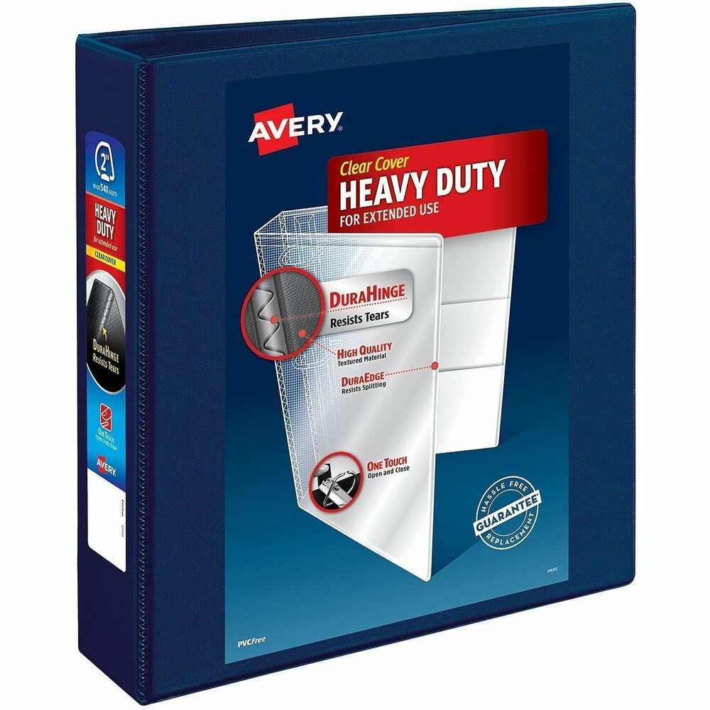 AVE79802 - This Heavy-Duty View Binder with One Touch rings is perfect for extended use. From everyday referencing to classroom notes and home business use, this binder's strong enough to handle them all. DuraHinge design is stronger, lasts longer and resists tearing. The DuraEdge feature makes the sides and top more pliable to resist splitting. Deep-texture film offers a smoother finish and features a linen pattern for high-quality look and feel. Simply pull the lever to open the rings for adding, replacing and removing pages. Then push to lock the rings in place. One Touch rings open and close with ease and keep pages secure. Even when filled to its capacity, this 2" binder still has four stacked pockets for a bit of extra space inside. Wide front and back binder panels fully cover standard dividers and sheet protectors. Customize the cover with free, easy-to-use, online templates and designs. More from the Manufacturer