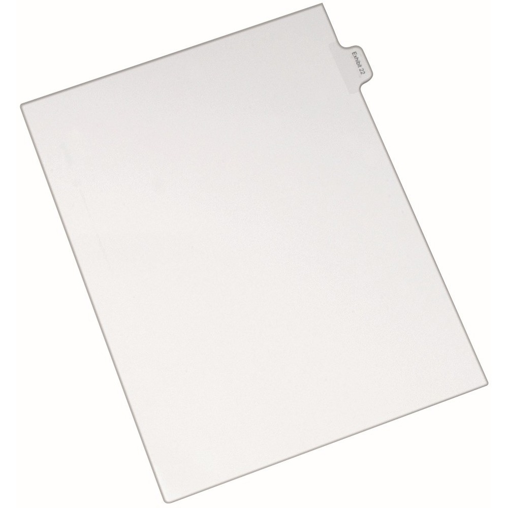 Avery® Index Divider - 25 x Divider(s) - Side Tab(s) - Exhibit 22 - 1 Tab(s)/Set - 8.5" Divider Width x 11" Divider Length - Legal - 8.50" Width x 11" Length - White Paper Divider - 20% Recycled - 1 Pack