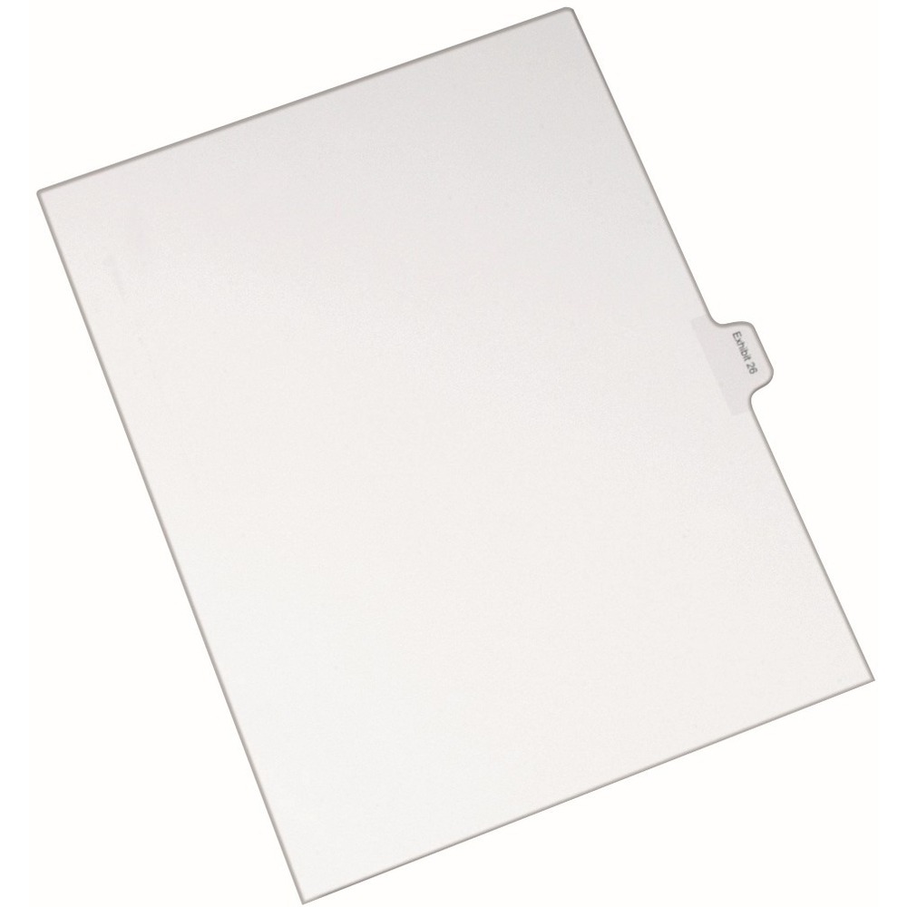 Avery® Index Divider - 25 x Divider(s) - Side Tab(s) - Exhibit 26 - 1 Tab(s)/Set - 8.5" Divider Width x 11" Divider Length - Letter - 8.50" Width x 11" Length - White Paper Divider - 20% Recycled - 1 Pack