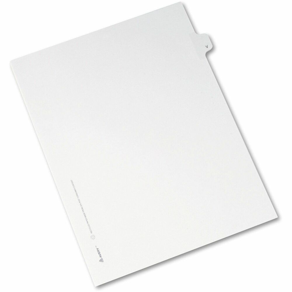 AVE82184 - Dividers are ideal for index briefs, legal exhibits, mortgage documentation files and more. White paper stock features clear Rip Proof reinforced side tabs that are printed on both sides. Tabs are printed with Allstate Style (Helvetica Regular type). Binding edge is unpunched so indexes can fit any binding system. More from the Manufacturer