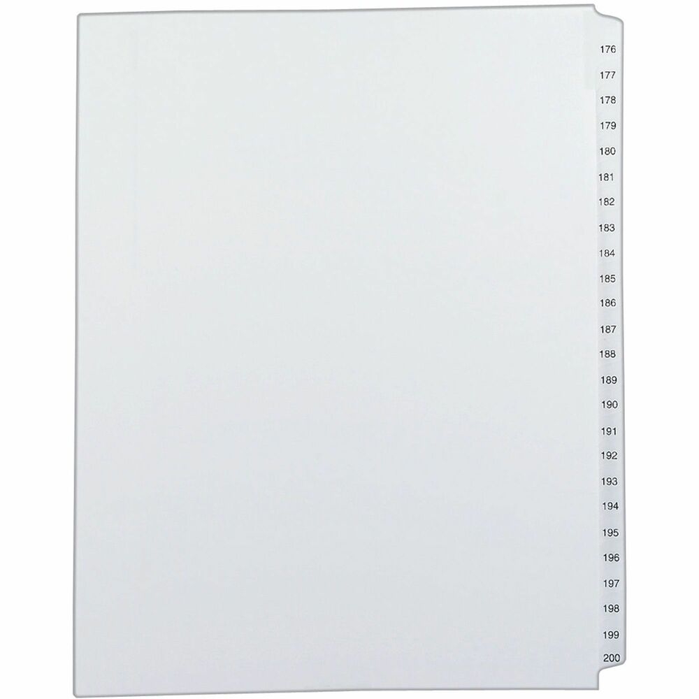 AVE82190 - Dividers are ideal for index briefs, legal exhibits, mortgage documentation files and more. White paper stock features clear RipProof reinforced side tabs that are printed on both sides. Tabs are printed with Allstate Style (Helvetica Regular type). Binding edge is unpunched so indexes can fit any binding system. More from the Manufacturer