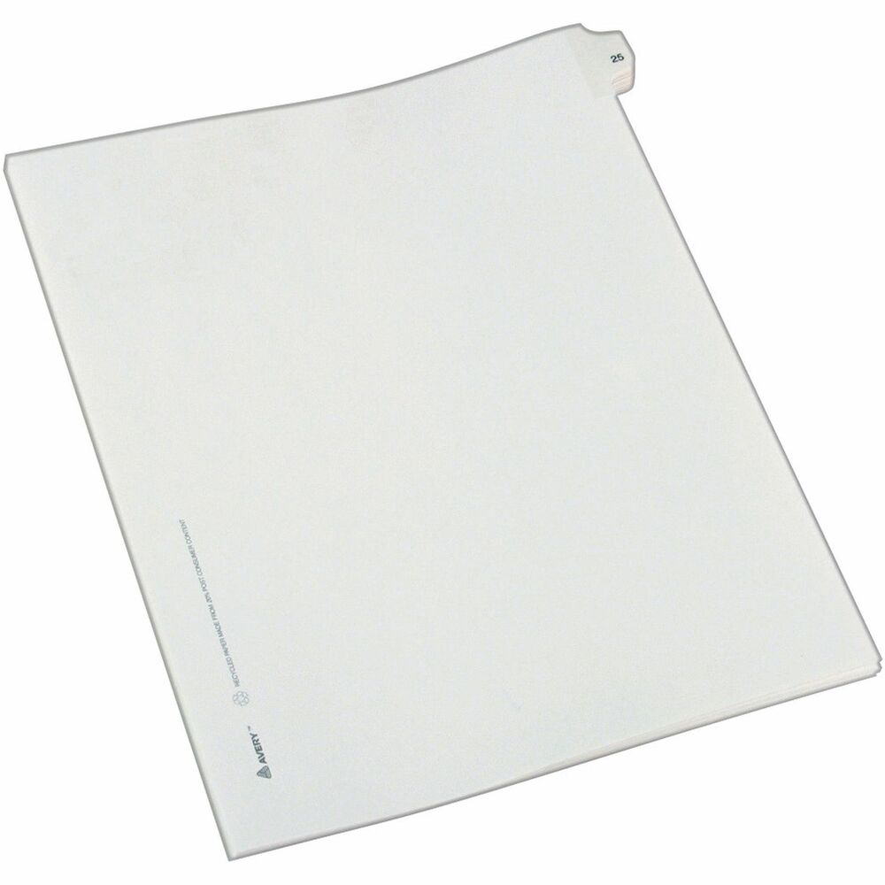 AVE82223 - Dividers are ideal for index briefs, legal exhibits, mortgage documentation files and more. White paper stock features clear RipProof reinforced tabs. Side tabs are printed with Allstate Style (Helvetica Regular type) on both sides. Binding edge is unpunched so indexes can fit any binding system. More from the Manufacturer