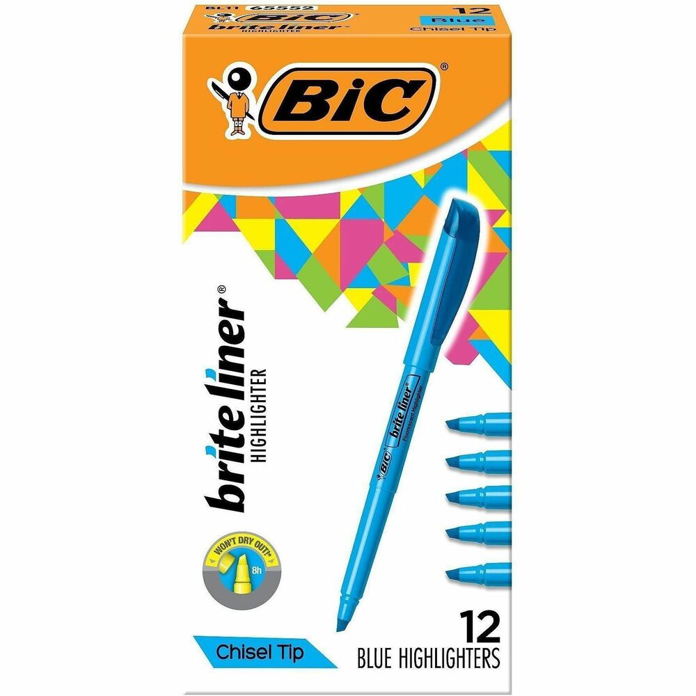 BICBL11BE - Whether you're organizing notes or underlining passages in a textbook, Brite Liner Highlighters make highlighting fun and easy. These highlighters come in five highly visible, fluorescent colors, allowing you to easily color-code and emphasize information. Each highlighter has a versatile, firm chisel tip that allows you to seamlessly switch between broad highlighting and precise underlining. Brite Liner Highlighters can be left uncapped for up to 8 hours without drying out. With their convenient pen-shaped design, these fluorescent highlighters are easy to grip and use.