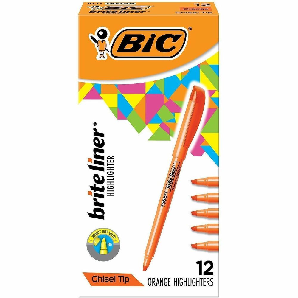 BICBL11OE - Whether you're organizing notes or underlining passages in a textbook, Brite Liner Highlighters make highlighting fun and easy. These highlighters come in five highly visible, fluorescent colors, allowing you to easily color-code and emphasize information. Each highlighter has a versatile, firm chisel tip that allows you to seamlessly switch between broad highlighting and precise underlining. Brite Liner Highlighters can be left uncapped for up to 8 hours without drying out. With their convenient pen-shaped design, these fluorescent highlighters are easy to grip and use.