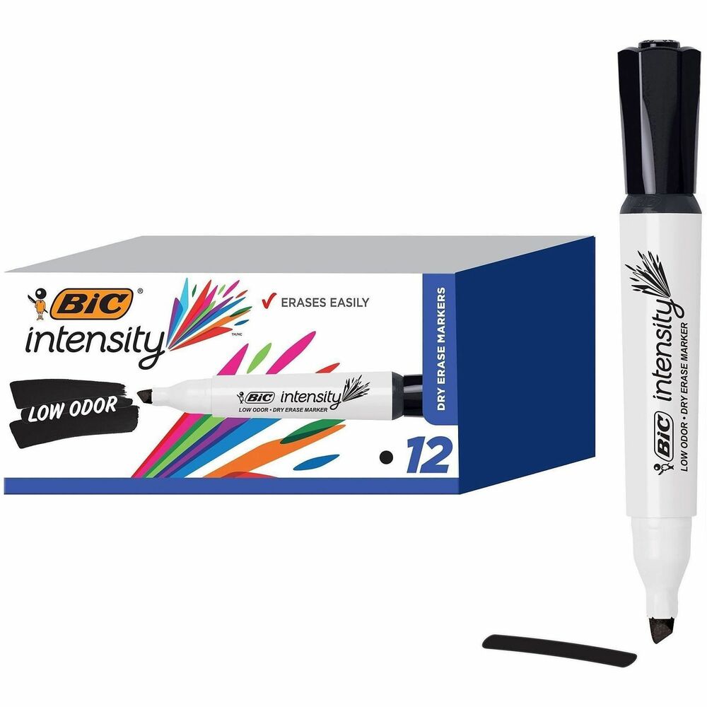 BICGDEM11BK - Intensity Low Odor Dry Erase Markers feature a versatile chisel tip for both broad strokes and fine lines. Low-odor ink doesn't leave behind a strong smell so you can feel good using them in your classroom or office. They also erase easily and cleanly from dry-erase boards for a clean slate as you teach, plan, brainstorm or strategize. ACMI-approved, nontoxic markers provide smooth ink flow and bright, low-odor ink. They are suitable for use on dry-erase boards, glass and most nonporous surfaces.