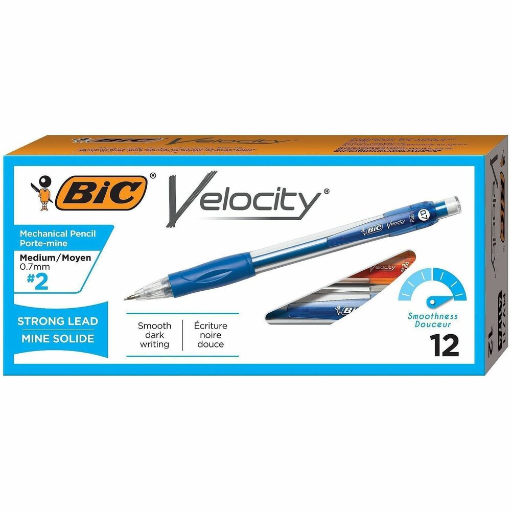 BICMV711BK - Velocity Original Mechanical Pencil offers smooth, dark writing that erases cleanly. This pencil comes with strong, No.2 lead that creates strikingly dark marks perfect for standardized tests. Soft grip provides writing comfort and control. Outfitted with a durable eraser, these versatile pencils help you keep your tests, notes and compositions tidy. Each pencil is refillable and comes preloaded with three strong, No. 2 leads.