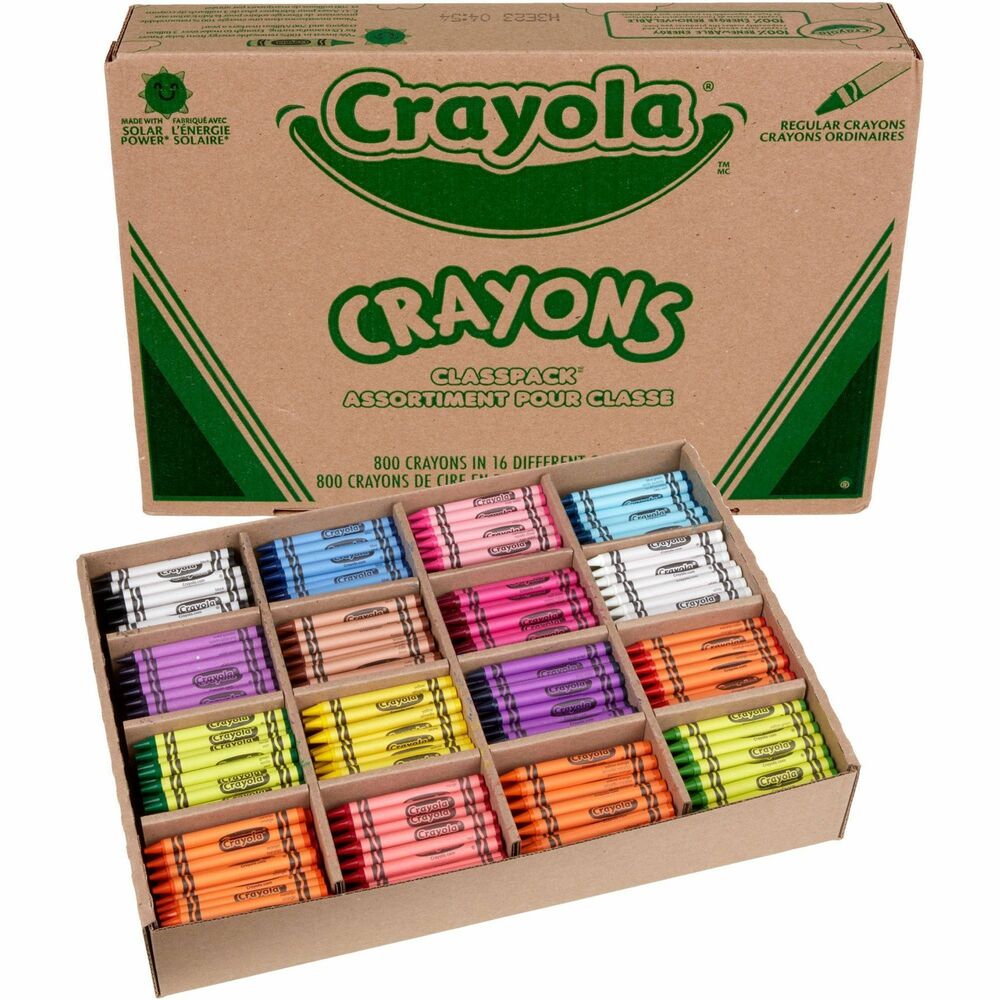 CYO528016 - Stock up on Crayola Crayons for the whole classroom to share! This 800 count set of Bulk Crayons features 16 assorted Crayola colors including: Black, Red, Orange, Yellow, Green, Blue, Purple and Brown. With 50 crayons in each color, this box is perfect for DIY crafts, arts and crafts projects, and homework assignments all year long. Double wrapped for long lasting durability, Crayola Classpack Crayons are sturdy enough to be used by little hands over and over again. Pair this kids crayon set with Crayola Construction Paper (sold separately) for the ultimate coloring set! Safe and nontoxic, ideal for children ages 3 and up.