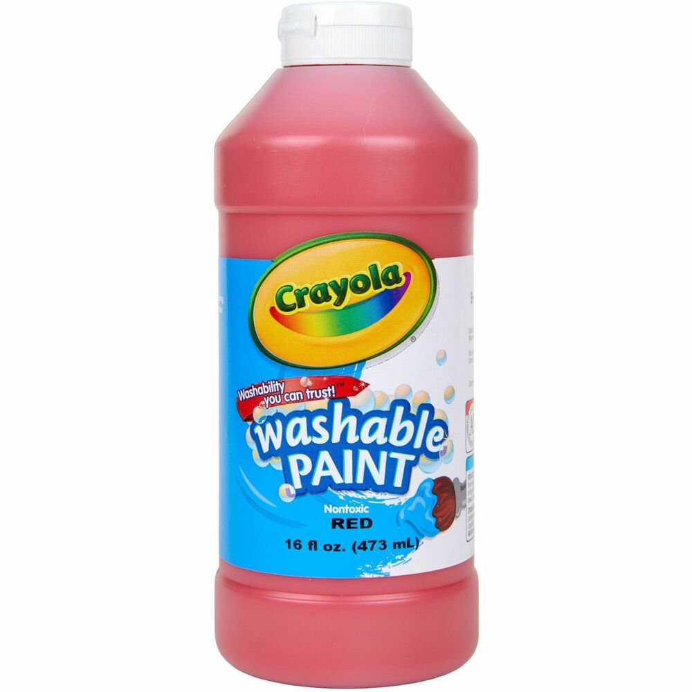 CYO542016038 - Washable Paint combines vibrant color with true washability. Students can express themselves freely, because Crayola Washable Paint cleans up with just soap and water and washes easily from skin and most children's clothing. Paint won't chip or rub off. Washable paint does not drip easily from brush and does not separate. It is freeze-thaw stable, assures consistent performance and features an easy-clean dispensing. The 16 oz. plastic squeeze bottle has a flip top for easy storage and dispensing.