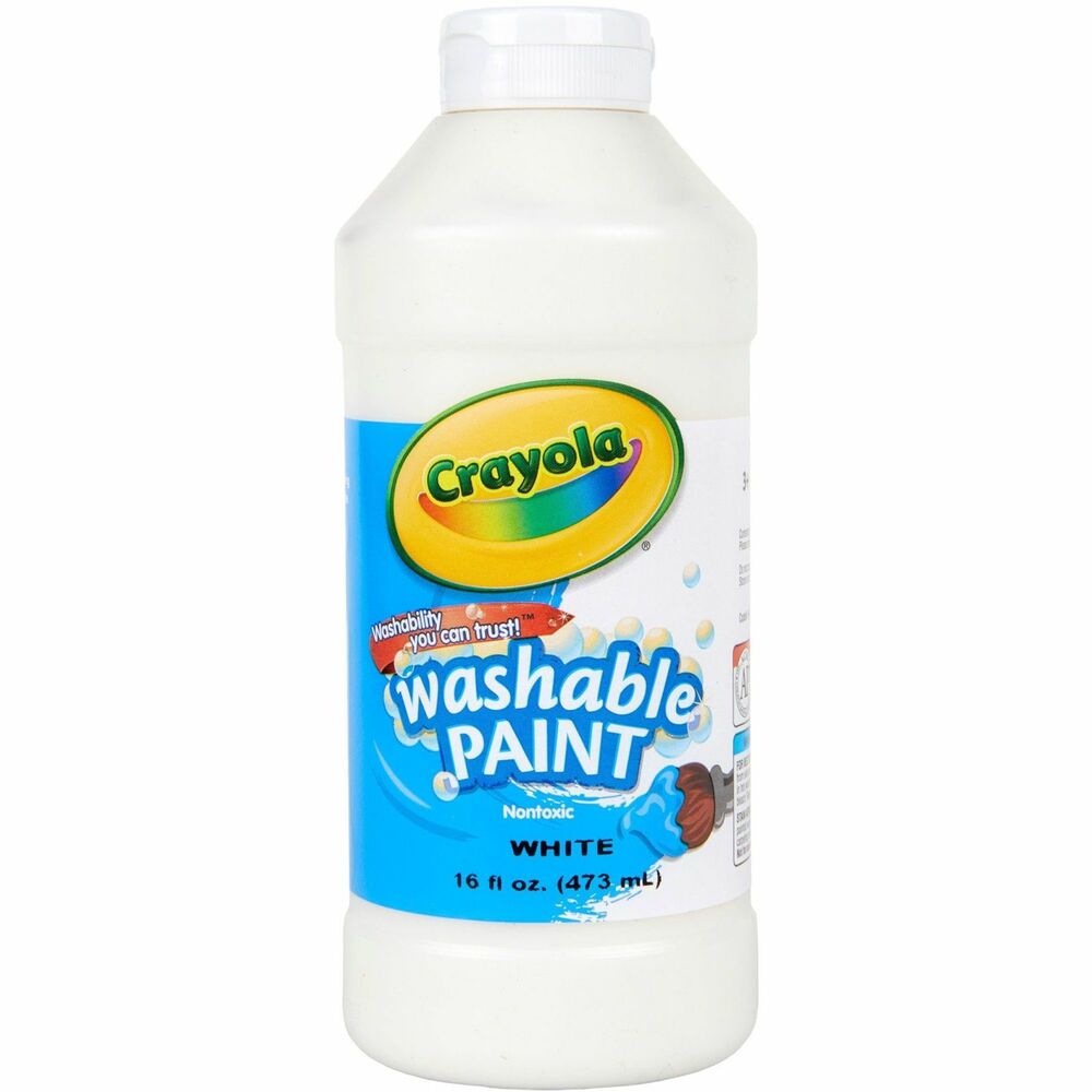 CYO542016053 - Washable Paint combines vibrant color with true washability. Students can express themselves freely, because Crayola Washable Paint cleans up with just soap and water and washes easily from skin and most children's clothing. Paint won't chip or rub off. Washable paint does not drip easily from brush and does not separate. It is freeze-thaw stable, assures consistent performance and features an easy-clean dispensing. The 16 oz. plastic squeeze bottle has a flip top for easy storage and dispensing.