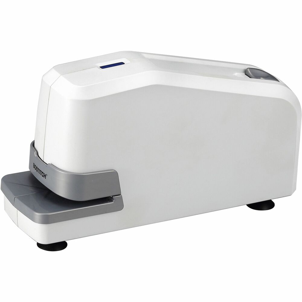 BOS02011 - An electric stapler delivers fast, reliable performance. Impulse Drive technology staples at just a fraction of a second while No-Jam technology allows smooth, jam-free operation. Refill alert light indicates when staples need to be reloaded. Push-button FastLoad system makes staple refills simple. Convenient staple storage compartment is built into the stapler for easily accessing extra strips during staple reloading. It holds four extra full strips of staples. Magnetic compartment on the top of the unit keeps paper clips, tacks and more handy. Great for work, the home office and school, the stapler offers a 25-sheet capacity and full-strip staple capacity. It uses standard staples. More from the Manufacturer