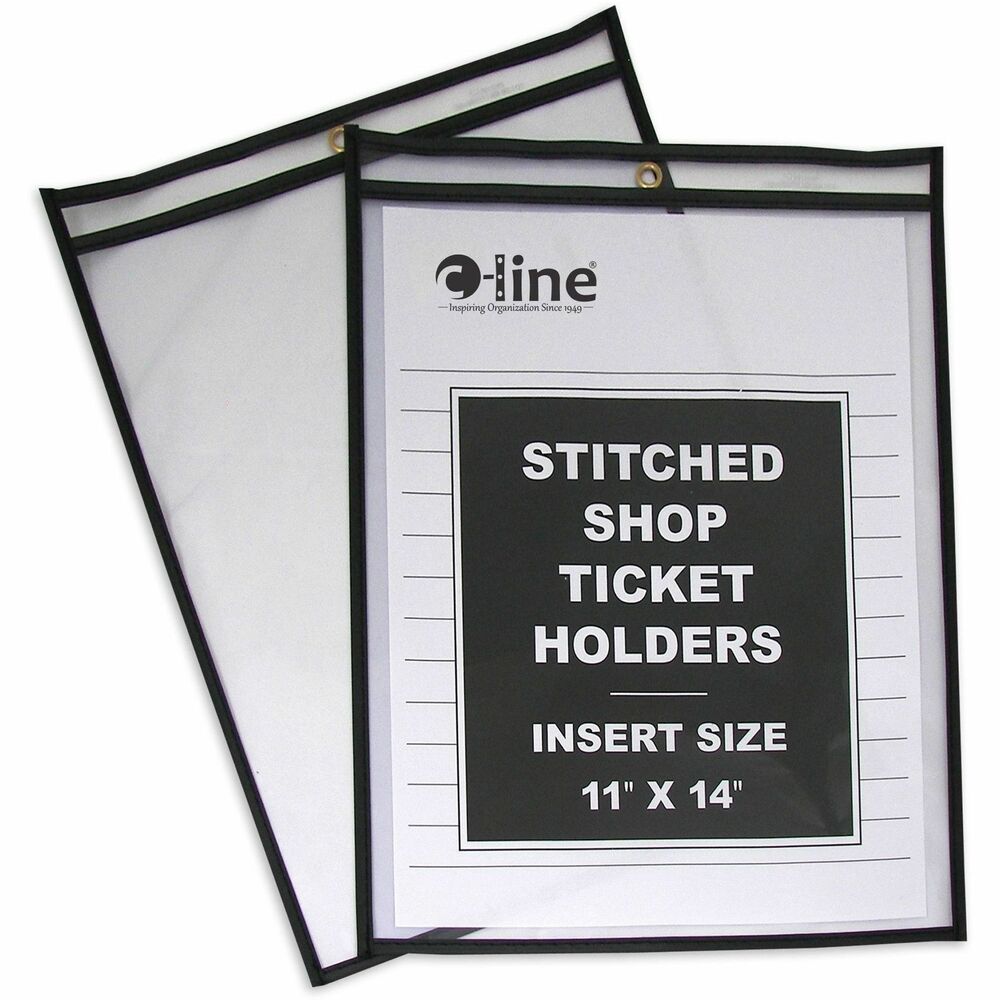 CLI46114 - Store and protect work orders, production schedules, inventory cards and more in these stitched, shop ticket holders. Strong, rigid, clear vinyl allows easy visibility of documents. Convenient eyelet at top allows hanging. Reinforced stitched edge delivers longer product life. Both sides are clear. Holders open on short side.