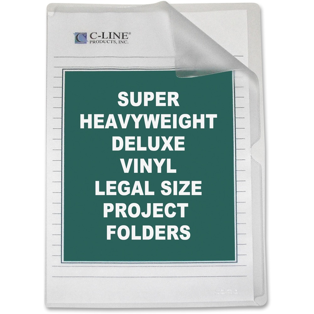 CLI62139 - Super-heavyweight, vinyl project folders divide and organize all your materials. Design features an embossed, pebble-grain finish and nonglare surface. Each folder is sealed on two sides with thumb-cut front for easy loading and access.