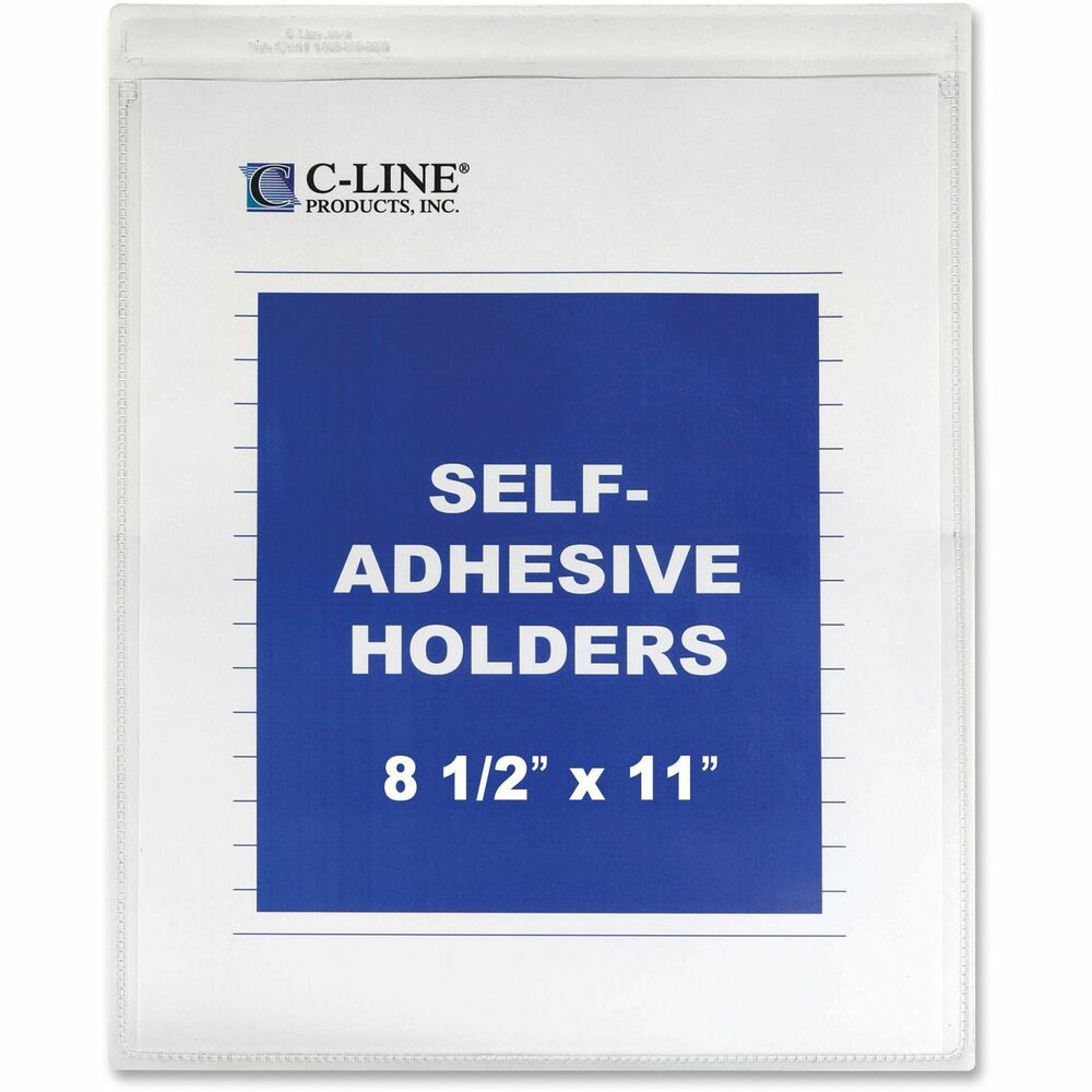 CLI70912 - Sticky-backed holders keep your materials at hand. Self-adhesive, poly design allows them to stick wherever they are needed. Clear, heavy, top-loading holders with nonrip seams attach to any dry, clean, flat surface. They are ideal for convenient storage of instructions or service records on office equipment. Clear front allows easy viewing of contents.