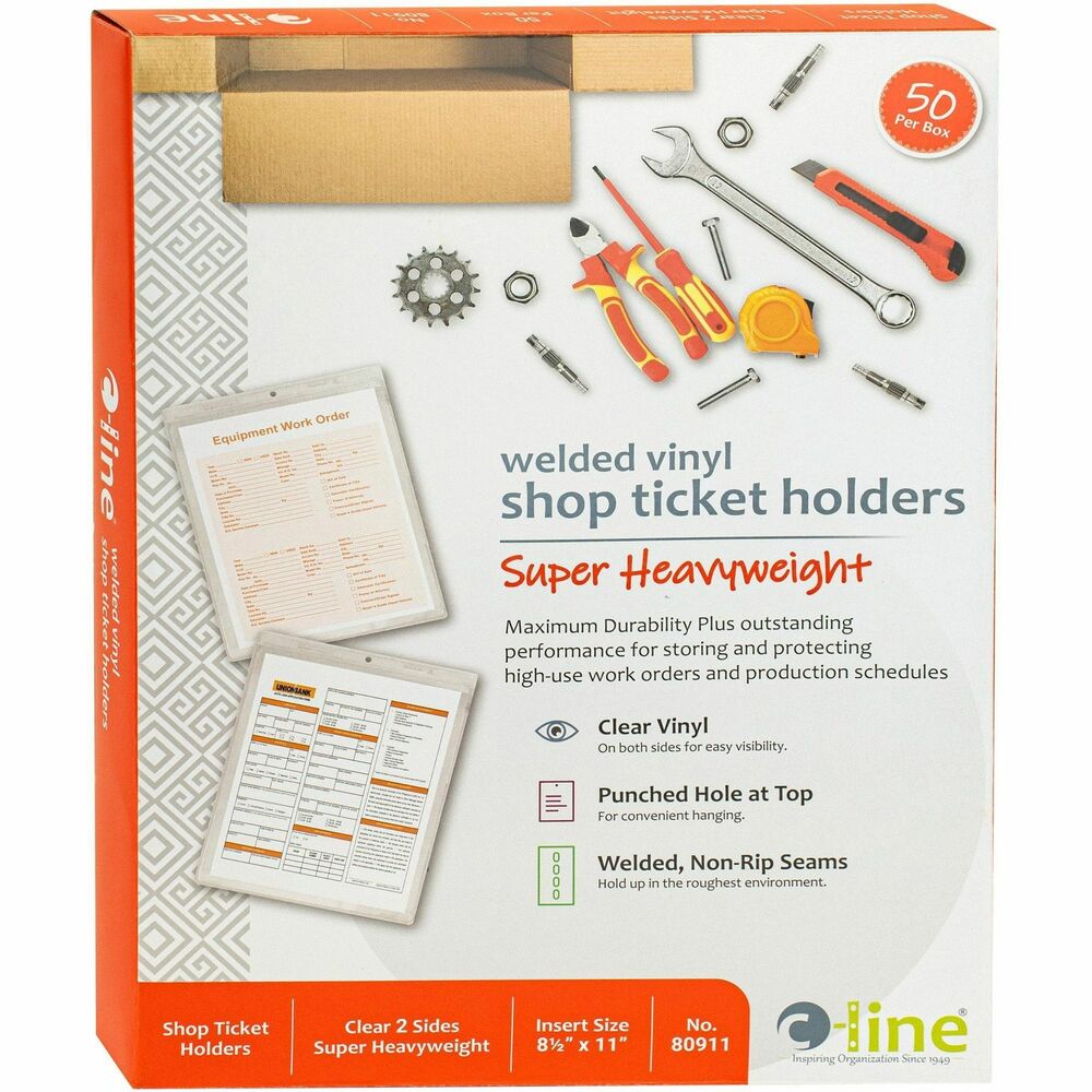 CLine Vinyl Shop Ticket Holders, Welded Both Sides Clear, 81/2 x 11