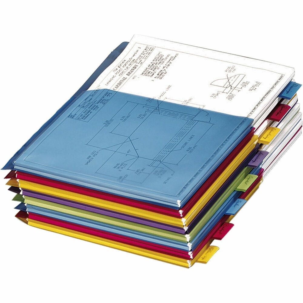 CRD84013 - Extra-tough poly dividers with large insertable tabs offer a nonstick, transfer-safe way to organize all documents and photos. Large, multicolored tabs in the eight-tab set are designed to provide ample room for titles. Each translucent divider expands to hold 100 letter-size sheets and is designed so paper tab inserts won't fall out. Scratch-resistant, nontransfer material is PVC-free and safe for all documents and photos.