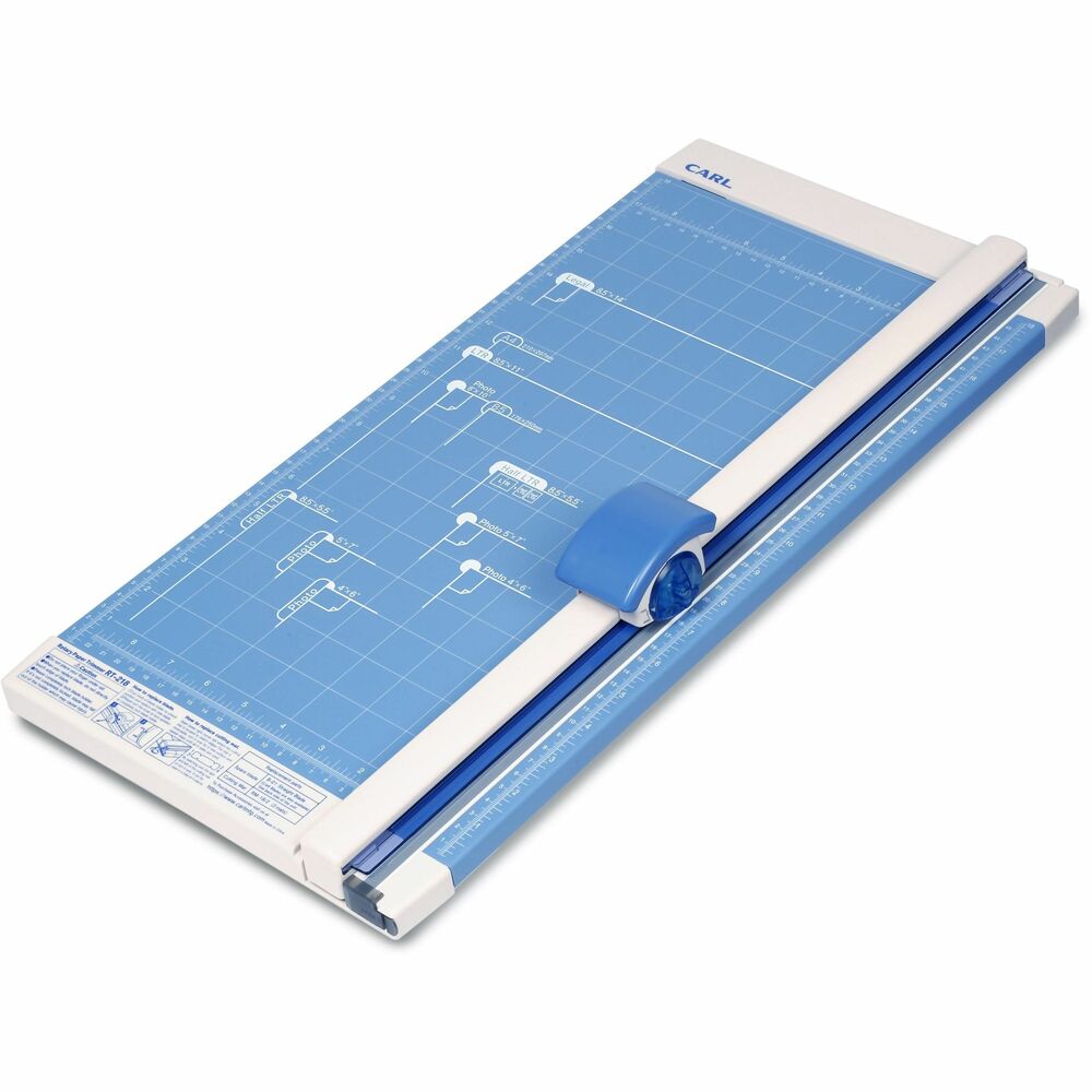CUI12218 - Professional rotary trimmer with 18" blade is ideal for a variety of office functions as well as school, arts and crafts projects. Patented Carl rails and premium carbide blades hold paper and paperboards firmly in place and cut more precisely. Trimmer has a sturdy, metal calibrated base for accuracy and added stability and features preset measurements for common-sized items. Use trimmer to cut mat board, cardstock, plastic sheets, and more. Blade cuts up to 10 sheets of standard copy paper. Use optional B-Series blades (not included) for 11 different cutting patterns.