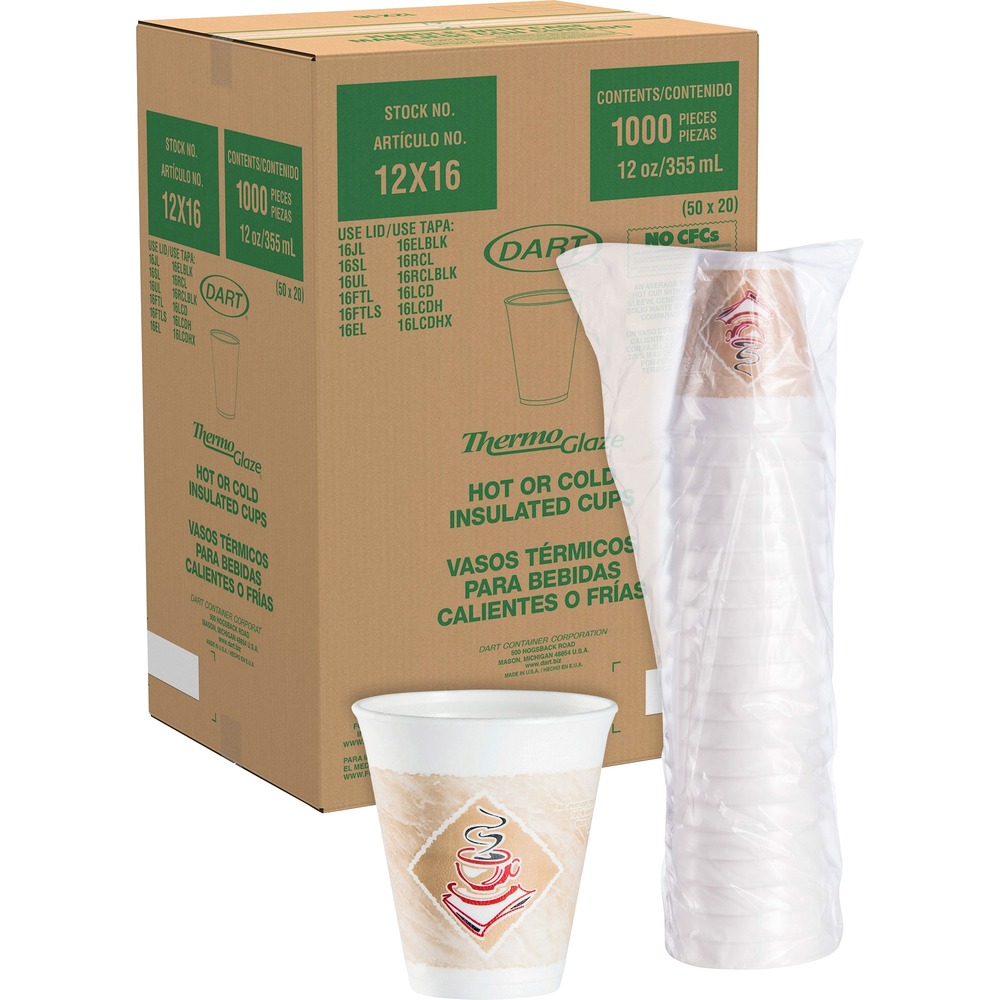DCC12X16G - Foam cups eliminate the need for double-cupping to avoid burning your fingers. Keep hot beverages hot and cold beverages cold while remaining comfortable to the touch. Premium line of insulated Thermo-Glaze cups keeps beverages fresher longer with an upscale look of a cafe design.