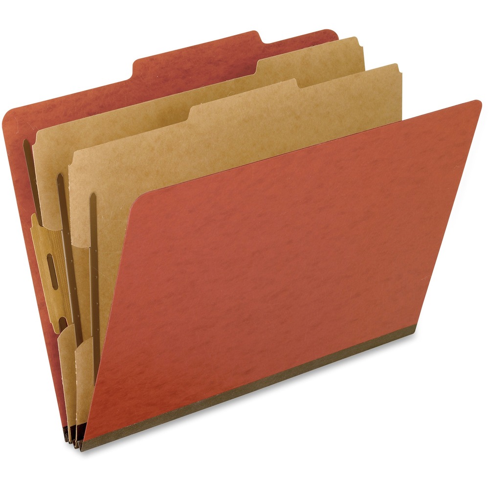 PFX1257R - Classification folders feature durable, 25 point Pressboard to resist moisture and dirt. Two dividers are made of top-quality, 17 point, acid-free stock. Covers have 2" capacity bonded fasteners. 17 point dividers have 1" capacity dual fasteners. Letter-size folders also offer 2/5-cut tabs, 2" expansion and reinforced tape gussets.