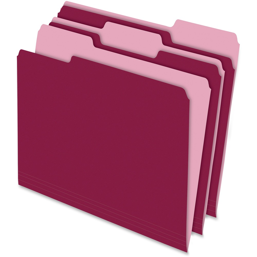 PFX15213BUR - File folders are perfect for color-coding. Two-tone design features a bright exterior color and a lighter shade interior to reduce misfiling. Single-ply tabs are 1/3 cut in assorted positions. Folders are made of 11 point, acid-free stock.