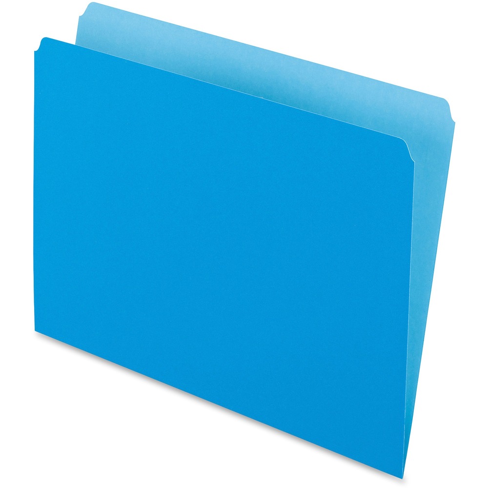 PFX152BLU - File folders feature straight-cut tabs and a two-tone design. Bright exterior color with lighter shade interior reduces misfiling. Each tab is single-ply. Folders are made of 11 point, acid-free stock.