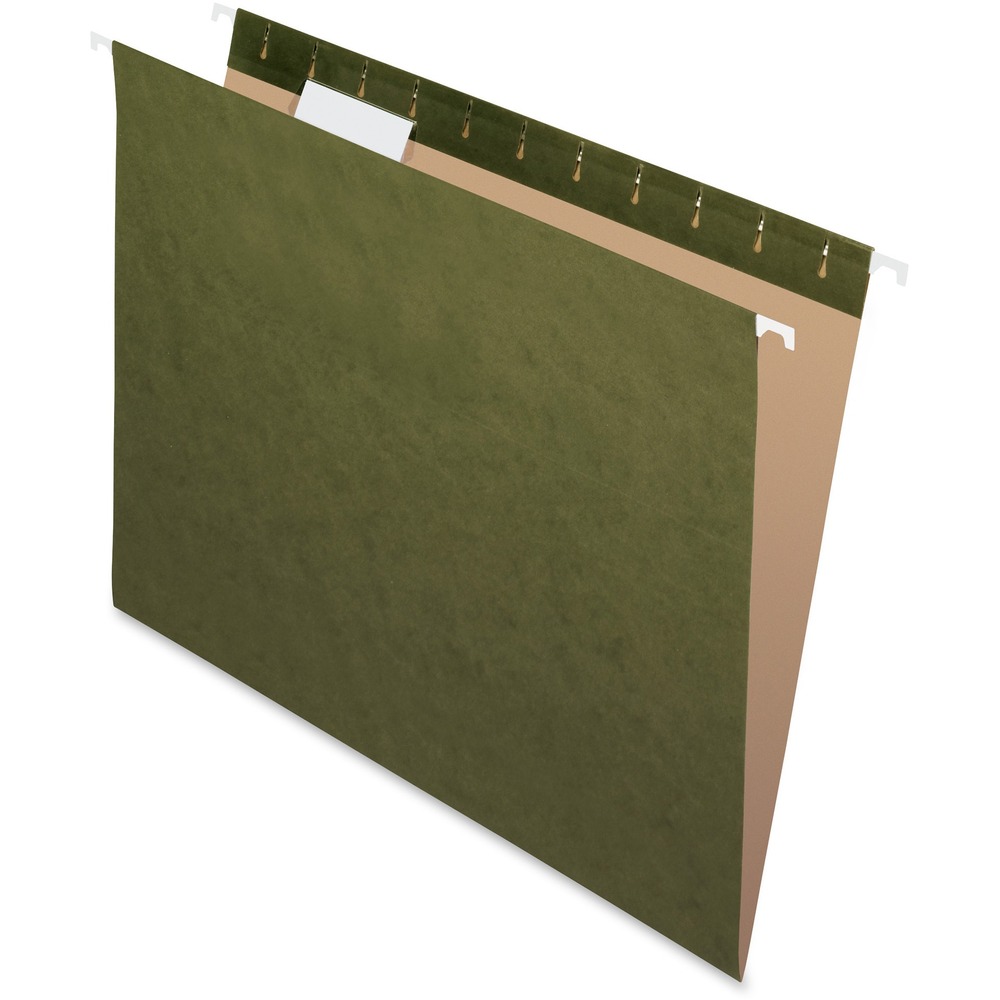PFX415215 - Reinforced hanging folders include clear, 1/5-cut tabs and blank white inserts. Reinforced with polylaminate at all critical points of wear. Light interior helps prevent misfiles.