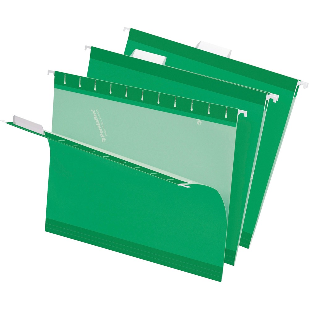 PFX415215BGR - Reinforced Hanging File Folders include letter-size, printer-ready insert sheets for use with clear tabs and a dispensing box with perforated section for easy, one-at-a-time access. Reinforced with patented polylaminate at all critical wear points. Lighter interior helps prevent misfiles.