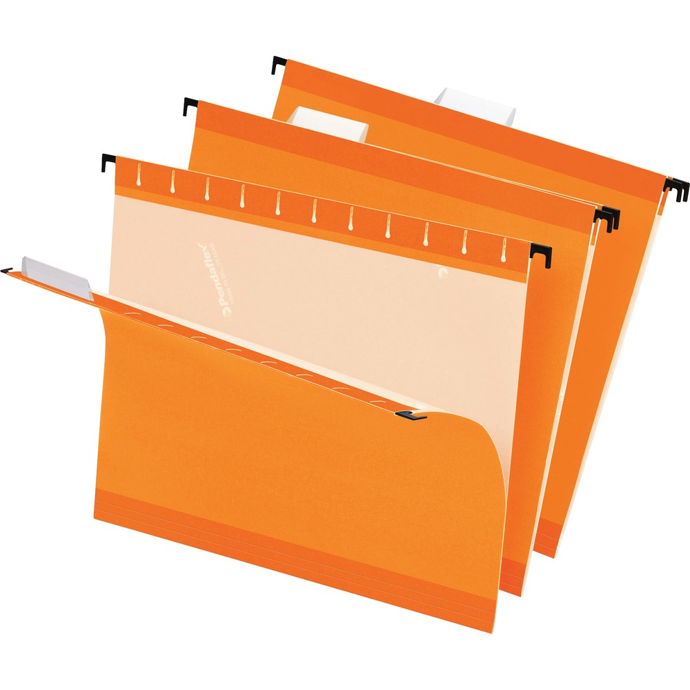 PFX415215ORA - Reinforced Hanging File Folders include letter-size, printer-ready insert sheets for use with clear tabs and a dispensing box with perforated section for easy, one-at-a-time access. Reinforced with patented polylaminate at all critical wear points. Lighter interior helps prevent misfiles.
