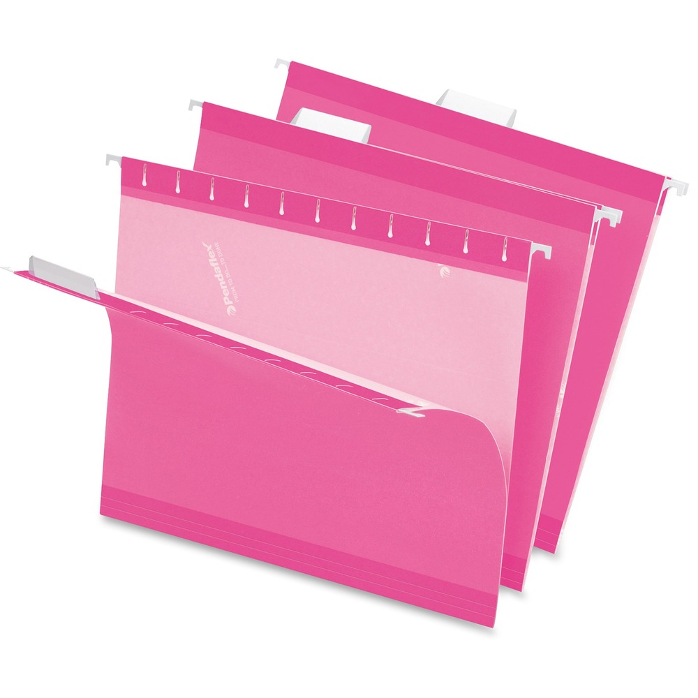 PFX415215PIN - Reinforced hanging file folders include letter-size, printer-ready insert sheets for use with clear tabs. The dispensing box with perforated section allows easy, one-at-a-time access. All critical wear points are reinforced with patented polylaminate. Lighter interior helps prevent misfiles.