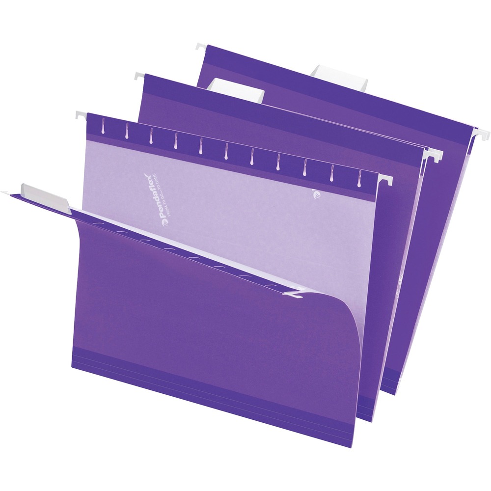PFX415215VIO - Reinforced Hanging File Folders include letter-size, printer-ready insert sheets for use with clear tabs and a dispensing box with perforated section for easy, one-at-a-time access. Reinforced with patented polylaminate at all critical wear points. Lighter interior helps prevent misfiles.