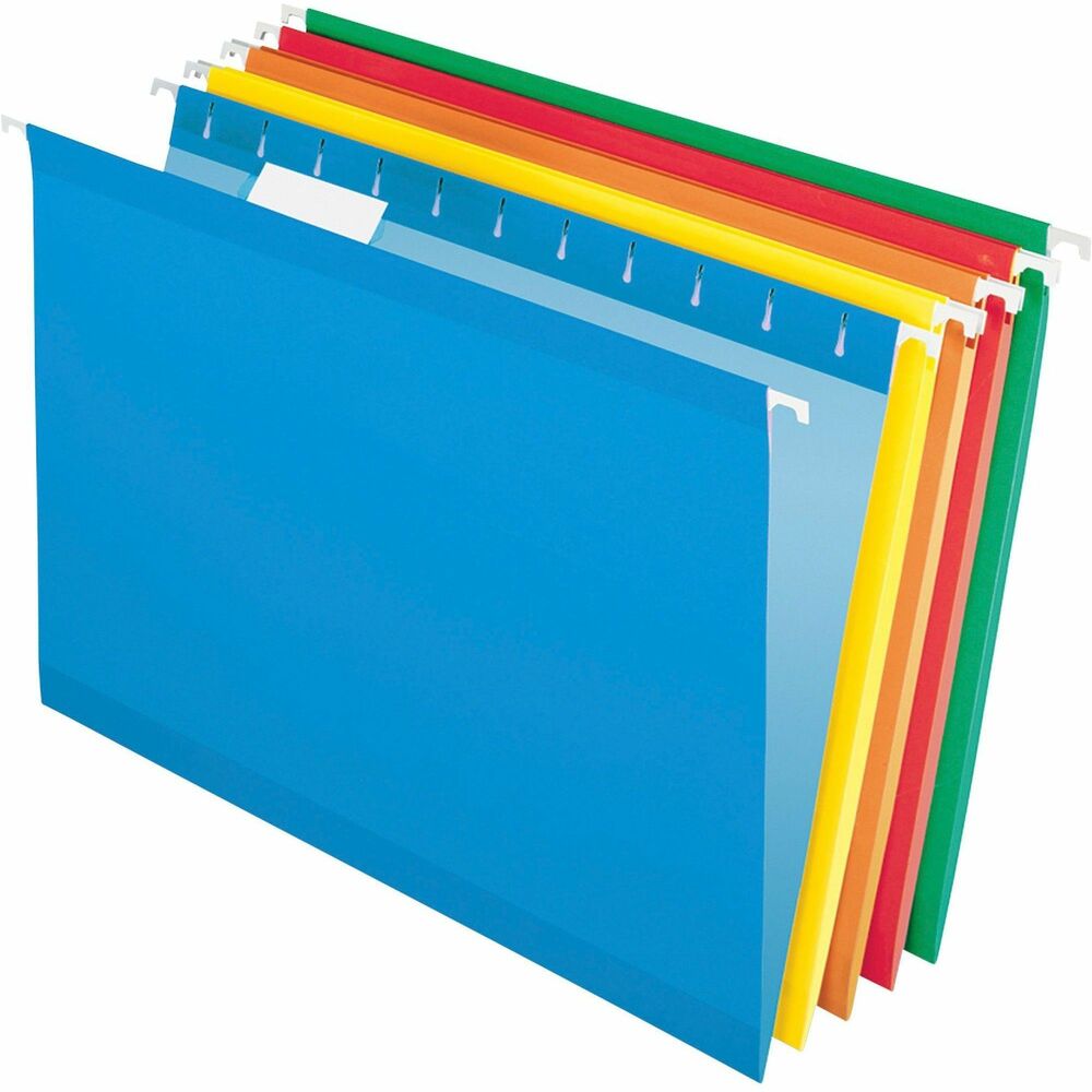 PFX415315ASST - Reinforced Hanging File Folders include letter-size, printer-ready insert sheets for use with clear tabs and a dispensing box with perforated section for easy, one-at-a-time access. Reinforced with patented polylaminate at all critical wear points. Lighter interior helps prevent misfiles.