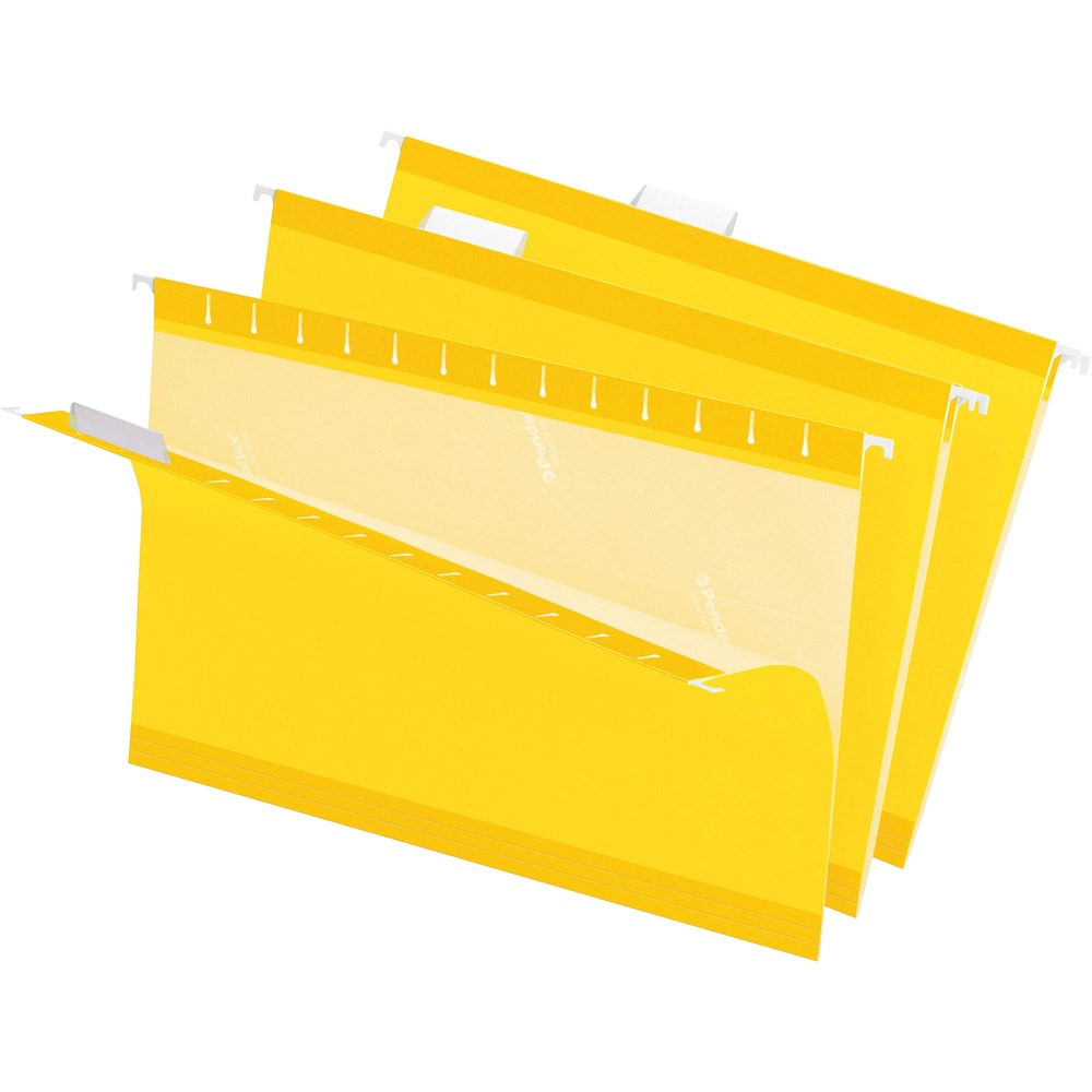 PFX415315YEL - Reinforced Hanging File Folders include letter-size, printer-ready insert sheets for use with clear tabs and a dispensing box with perforated section for easy, one-at-a-time access. Reinforced with patented polylaminate at all critical wear points. Lighter interior helps prevent misfiles.
