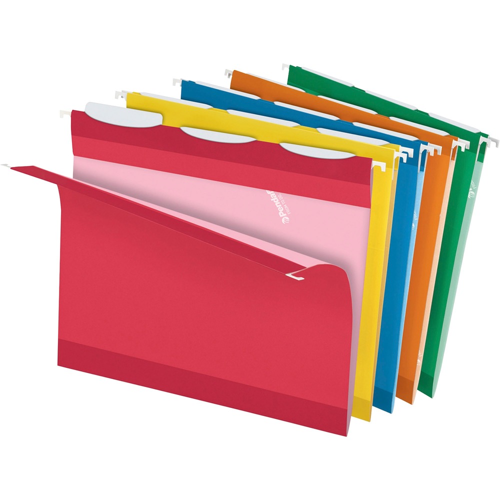 PFX42621 - Ready-Tab Reinforced Hanging File Folders feature lift-tab technology that makes it easier than ever to tab hanging folders so your filing system is more efficient. Easily change tab position with tabs that are built into the folder. Tabs easily lift up and down. Write directly on tab or use labels. Printer-ready sheet of labels is included, and labels have permanent self-adhesive. Folders feature polylaminate strips on top and bottom edges for superior durability.