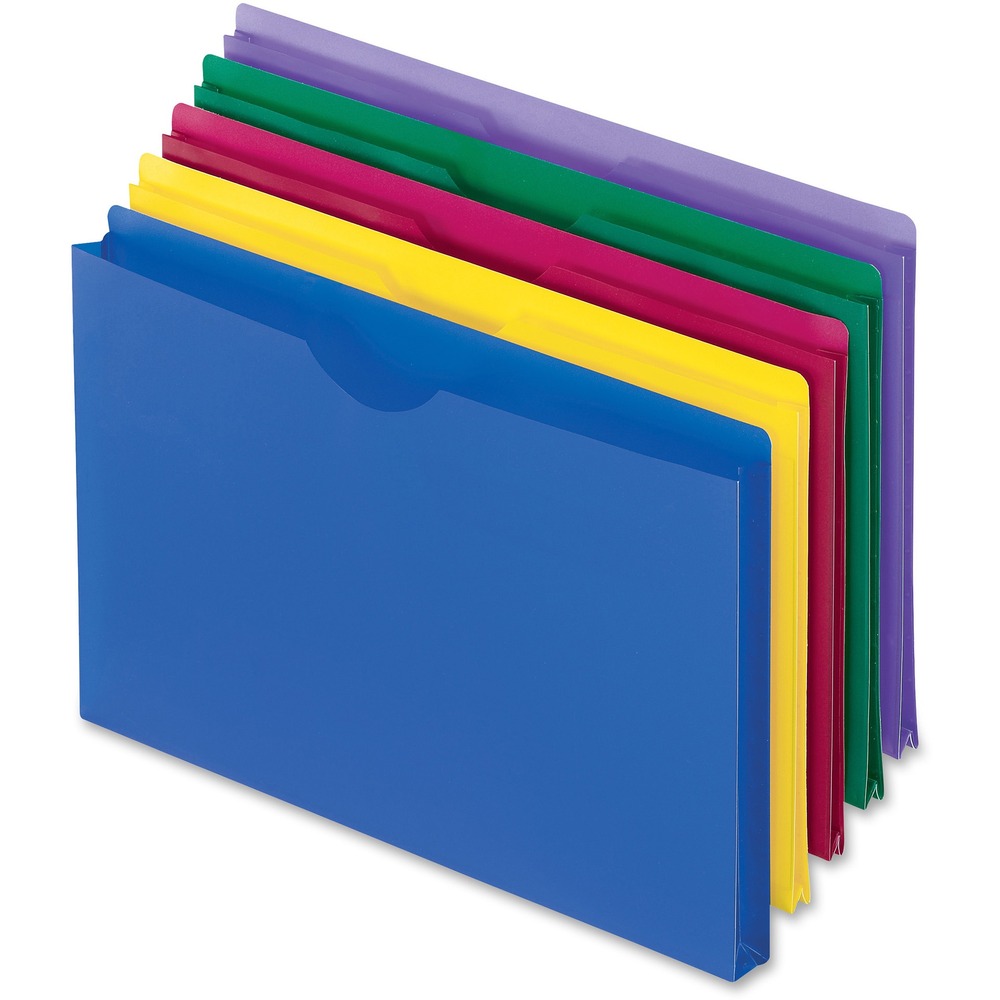 PFX50993 - File jackets help you sort and identify files by color. Tear-resistant, moisture-resistant construction keeps your important documents safely organized. Jackets are closed on three sides with an open, thumb-cut front panel for quick reference. 1" expansion provides extra space for your growing collection of files.