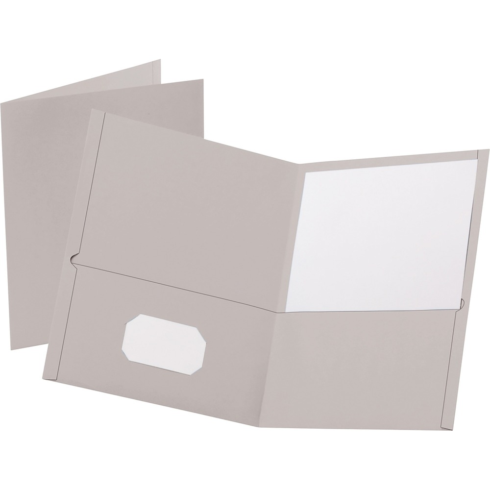OXF57505 - Twin-pocket folders offer generous pockets inside front and back covers to hold up to 100 letter-size sheets. Inside front pockets have convenient, business card holders for instant personalization. Folders are made of leatherette embossed paper.