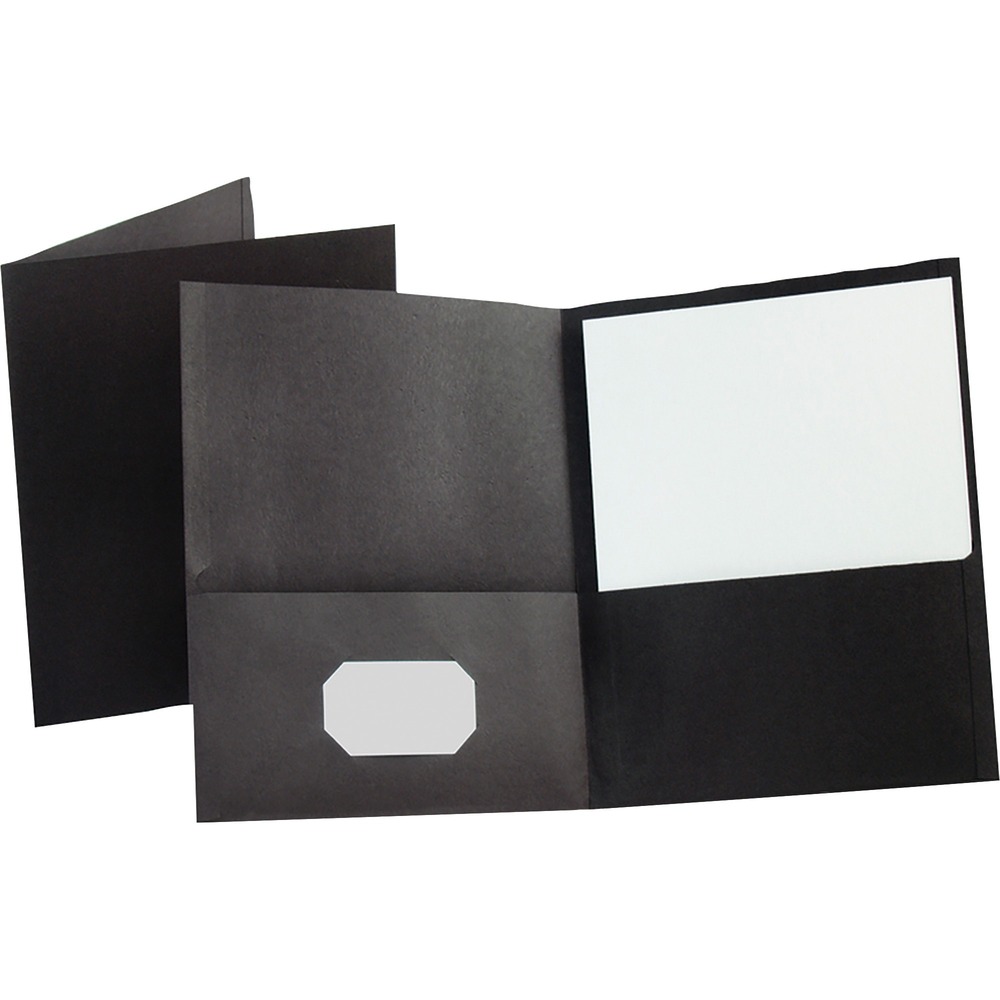 OXF57506 - Twin-pocket folders offer generous pockets inside front and back covers to hold up to 100 letter-size sheets. Inside front pockets have convenient, business card holders for instant personalization. Folders are made of leatherette embossed paper.