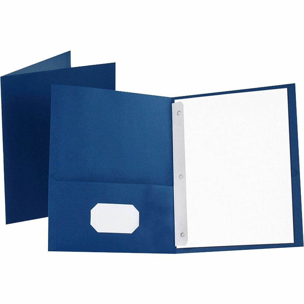 OXF57702 - Twin-pocket folders combine the benefits of a twin-pocket folder to hold loose documents plus built-in metal fasteners to prevent important papers from falling out. Three double-tang fasteners with stitched-in gussets bind up to 85 sheets of three-punched, letter-size paper. Generous pockets on inside front and back covers each hold 25 sheets. Inside front pocket has a convenient, business card holder so you can personalize your folder. Folders are made of leatherette embossed paper.