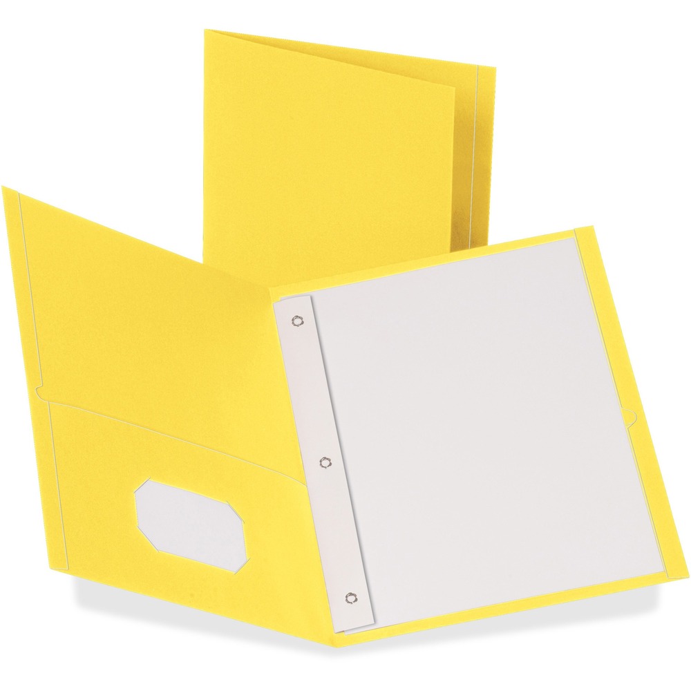 OXF57709 - Twin-pocket folders combine the benefits of a twin-pocket folder to hold loose documents plus built-in metal fasteners to prevent important papers from falling out. Three double-tang fasteners with stitched-in gussets bind up to 85 sheets of three-punched, letter-size paper. Generous pockets on inside front and back covers each hold 25 sheets. Inside front pocket has a convenient, business card holder so you can personalize your folder. Folders are made of leatherette embossed paper.