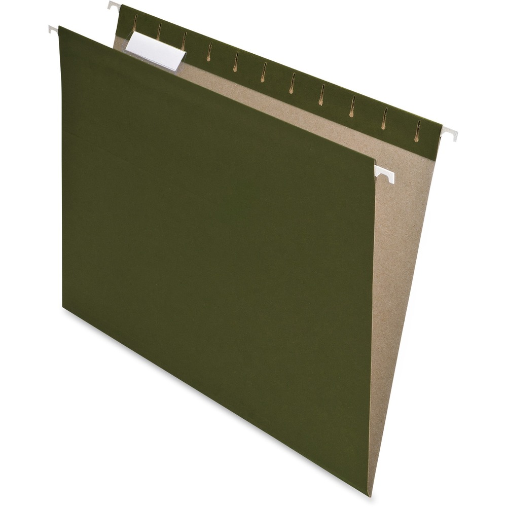 PFX74517 - Hanging folders feature color-matched, 1/5-cut tabs and include blank white inserts. Letter-size folders are manufactured to provide the same performance as standard hanging folders. Standard green paper has a lighter interior to help prevent misfiles.