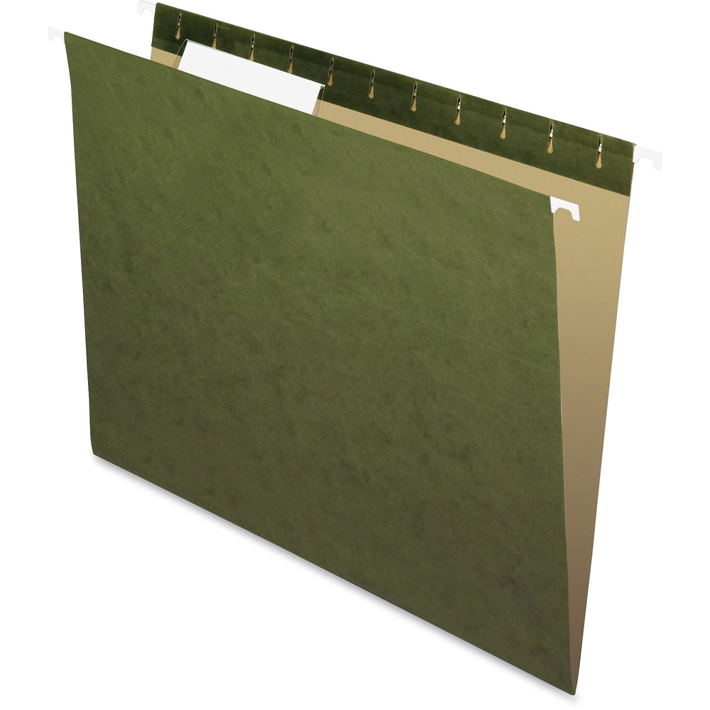 PFX81601 - Essentials Hanging Folders are perfect for everyday filing projects. They include label inserts and clear 1/3-cut tabs for placement in three positions. For increased durability, hanging folders are equipped with crimped steel hanging rods. Rods are coated for smooth sliding.