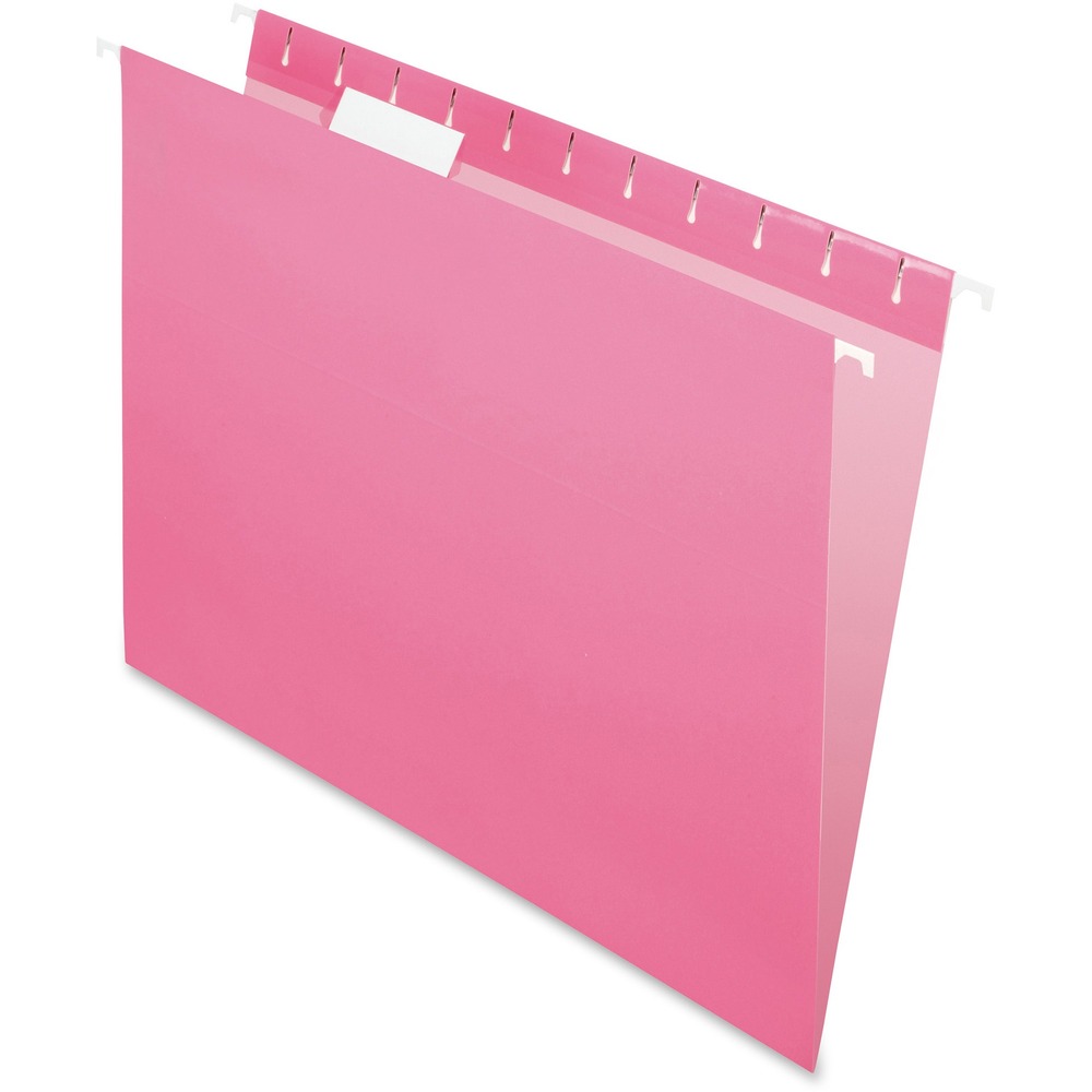 PFX81609 - Durable hanging folders provide a smart option for everyday filing. Contrasting kraft paper interiors help prevent time-wasting misfiles. Hanging folders come with a printable label sheet and 25 clear, 1/5-cut tabs. Slide tabs in various slots along the inside top of the folder keep your labels in view. Slots allow assorted positions for easy label identification. Hanging folders hold letter-size documents. They are perfect for standard or color-coded filing.