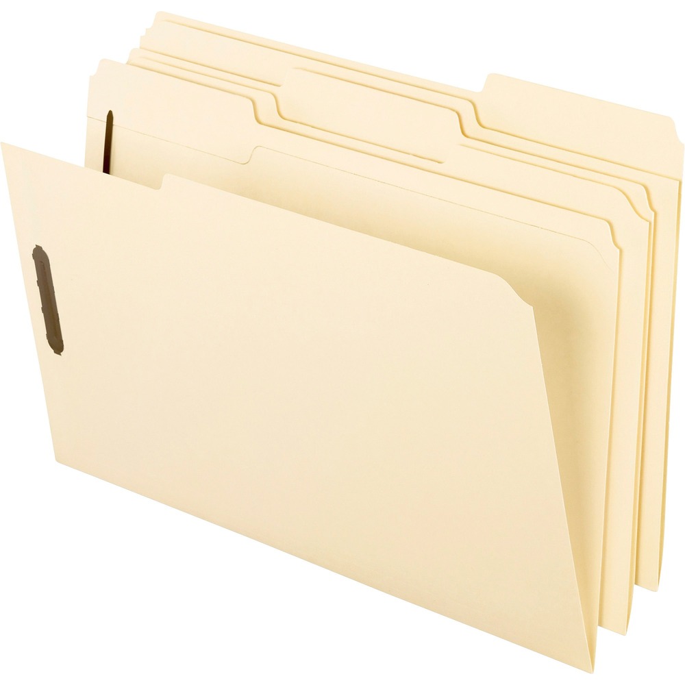 PFXFM313 - Fastener folders feature heavyweight, 11 point stock with double-reinforced top tabs for extra durability and long-lasting use. Two fasteners in positions No. 1 and 3 add extra and secure filing surfaces. Each fastener holds up to a 2" stack of your documents. Legal-size folders also offer 1/3-cut tabs in assorted positions.
