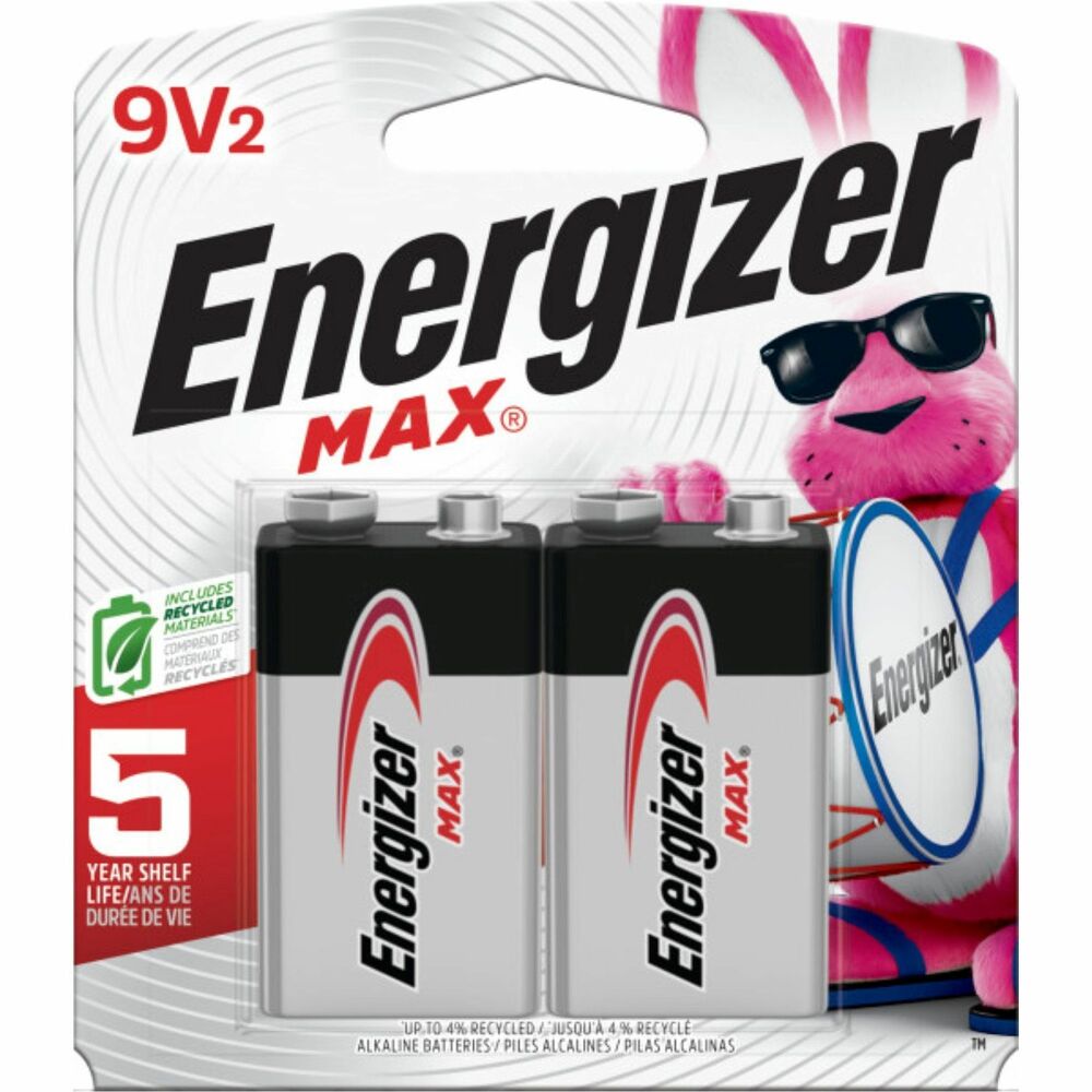 EVE522BP2 - Max Alkaline 9 volt Batteries provide a long-lasting power source for such common workplace devices as calculators, pencil sharpeners, cameras, flashlights and portable tape recorders. Batteries are date-coded and 100 percent mercury-free. More from the Manufacturer