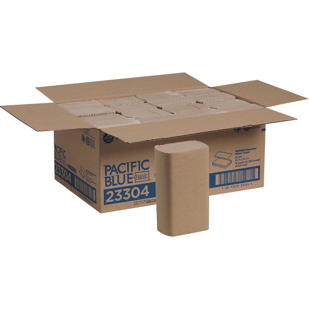 GPC23304 - Economical multifold towels help you keep costs under control. Ideal for washrooms in government and public facilities, office buildings, foodservice facilities and lodging. Each towel offers dependable absorbency, thickness and strength. Folded size is 9-1/4" x 3-1/4". Each bundle includes 250 towels. More from the Manufacturer