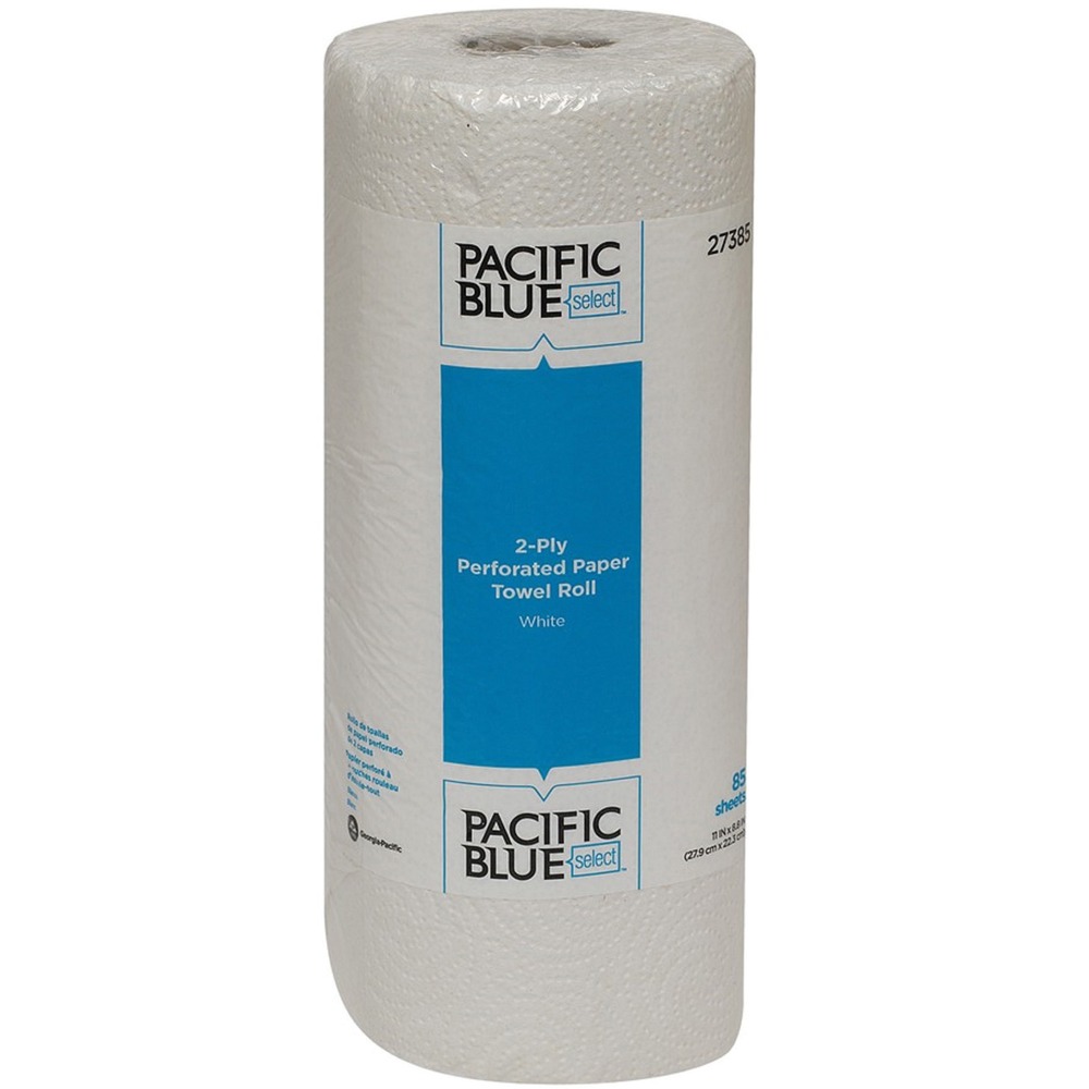 GPC27385 - Two-ply perforated paper towels on a roll offer reliable performance for everyday cleaning and wiping tasks. The full-weight, full-strength sheets are embossed for extra absorbency. Paper towels on a roll fit most standard, kitchen towel-roll dispensers. Ideal for commercial kitchens, laboratories, hospitals and clinics. Each roll has 100 sheets.