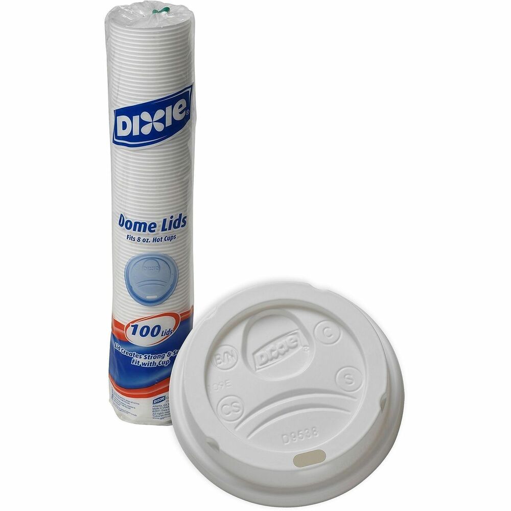 DXE9538DX - White dome lids are designed for use with 8 oz. Dixie Foods Pathways Hot Cups (2338). Simple-to-use lids feature a hole for straw or sipping from cup. Lids grip the cup from both the inside and outside for an extra-secure fit. Design allows stacking to make it easier to carry two cups at a time.