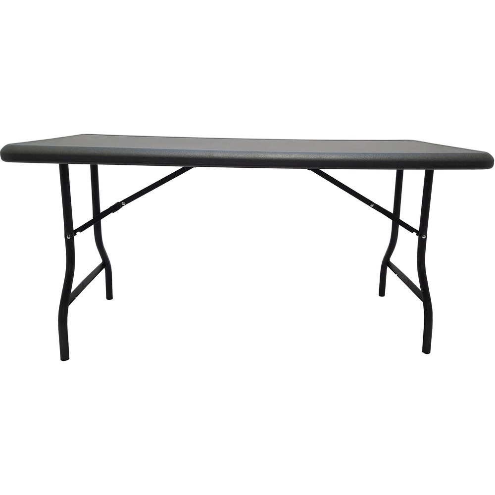 ICE65217 - Folding table is made for heavy-duty use indoors or outdoors yet is 30 percent lighter than standard folding tables. Capacity is 2,000 lb. evenly distributed. 2" tabletop is made of durable, blow-molded, high-density polyethylene that is dent-resistant and scratch-resistant. Tubular legs are made of heavy-gauge steel with a powder-coat finish. 1" round legs fold into recessed cavities beneath the table. Folding table is designed to nest with other Iceberg IndestrucTable Too tables when stacking to allow maximum storage capacity.