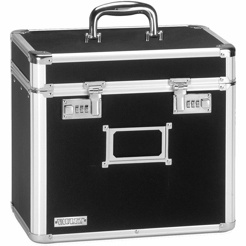 IDEVZ01165 - HIPAA-compliant tote features a chrome handle and double combination locks to make transporting hanging files easy. Interior metal rails accommodate letter-size, hanging file folders. Organizer pocket inside the lid stores a calculator, paper, pens, business cards, and other supplies. Smooth chrome handle on the top makes carrying comfortable, and the double tumbler locks provide maximum security. Chrome card holder on the front is perfect for labeling with project names or personal identification with a design that is fitted for a standard business card. Rubber feet on the bottom prevent surface scuffing. Interior dimensions are 13-1/2" wide x 9-3/4" deep x 12-4/23" high.
