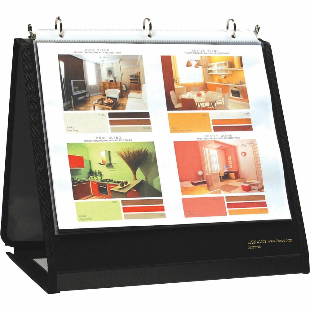 LIO40008BK - Sturdy ring binder easel sets up easily for presentations on your tabletop. It includes 10 letter-size refill pockets with black insert sheets. Portable flip-chart easel is built with durable framework and finished with an attractive sewn border. The 3/4" durable rings with open and close mechanism can hold up to 40 refill pockets that equate to 80 views. Customize the full-size view pocket on cover of this easel display binder is you please. Insta-Cover Ring Binder Easel also includes a spine label and a business card pocket. It is ideal for tabletop literature display, workshop presentation, store catalog display, training sessions, sale/marketing reviews and project presentations. It also works great as a photo and art display easel since refill pockets are acid-free and photo-safe. Easel is made from recyclable polypropylene.